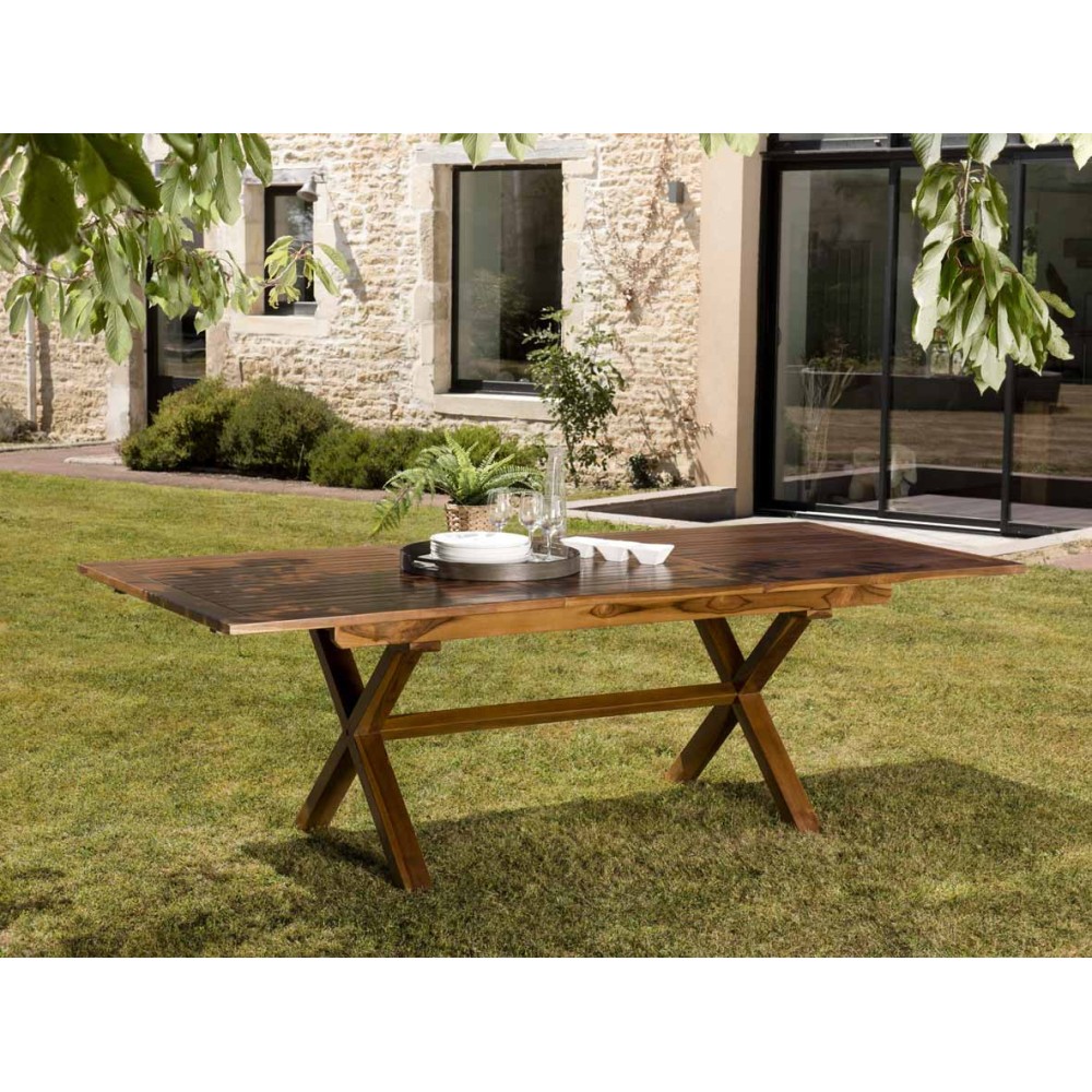 Table de jardin - Bois teck huilé - 180/240x100cm | MAEVA