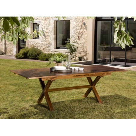 Table de jardin - Bois teck huilé - 180/240x100cm | MAEVA