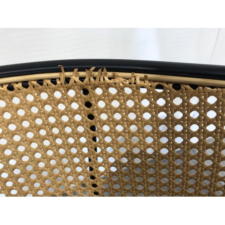 Seconde main - Lot de 2 chaises  - Assise tissu noir - Effet cannage