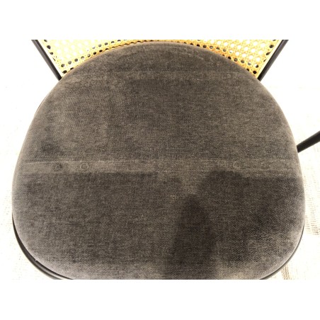 LEA Set of 2 Chairs - Black Fabric Seat & Cane-Effect Backrest