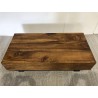 Table basse poutres 120x60cm bois Suar pieds noirs | Seconde Main