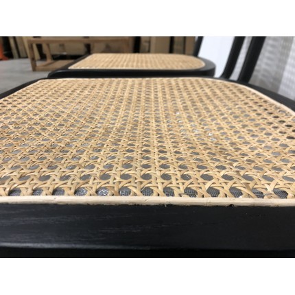 Lot 2 chaises bois noir/rotin naturel métal Seconde main
