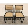 2er-Set Stühle schwarzes Holz/Naturrattan Metall