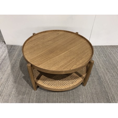 80.5cm wooden coffee table with rattan shelf | Amy Collection