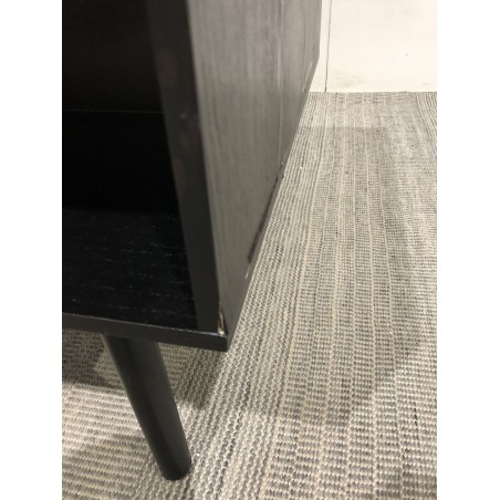 Couchtisch schwarz Holz ANGELO - 2 Schubladen und 1 Fach mit Wiener Geflecht