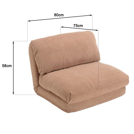 Multi-position single armchair in old pink fabric ANGELE