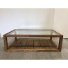 SANDY Brown Coffee Table - Glass Top & Recycled Pine | Dimensions
