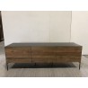 MAXENCE TV Stand with 2 Doors and 1 Drawer - Recycled Teak Wood and Anthracite Grey Metal Legs