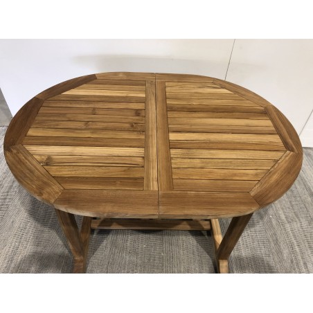 SECONDE MAIN - Table de jardin 4/6 personnes -  ovale ext. 120/180 en bois Teck