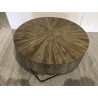 SECONDE MAIN - Table basse ronde 90x90cm bois Teck naturel pieds épingles scandi métal noir