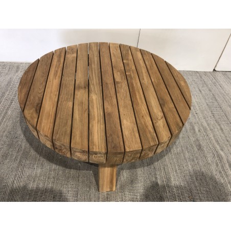 KALLY Round Garden Coffee Table 80x80m Recycled Teak Natural Color