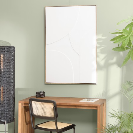 Wall decoration 83x123cm white abstract shapes in relief | Second Hand
