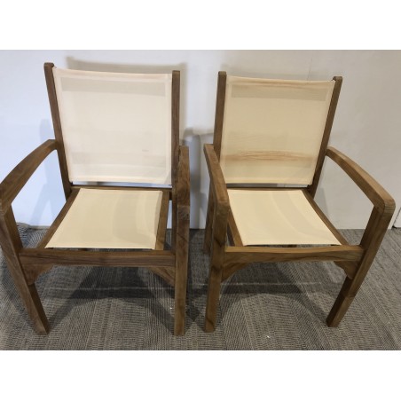 Set of 2 Teak Garden Armchairs - Premium Solid Teak Furniture
