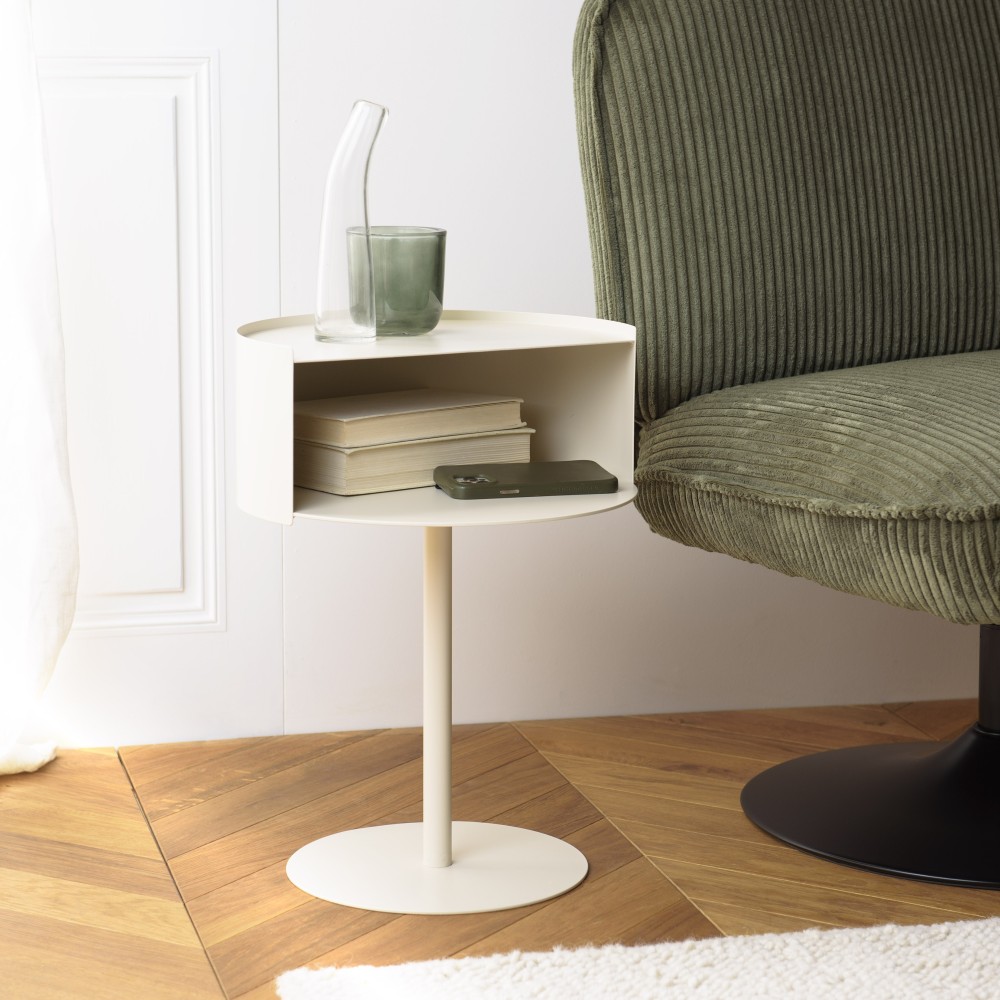 Table d'appoint ronde en acier beige | Seconde Main