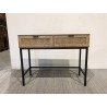 SECONDE MAIN - Console 2 tiroirs cannage naturel