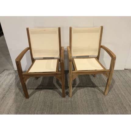 Set of 2 Teak Garden Armchairs - Premium Solid Teak Furniture