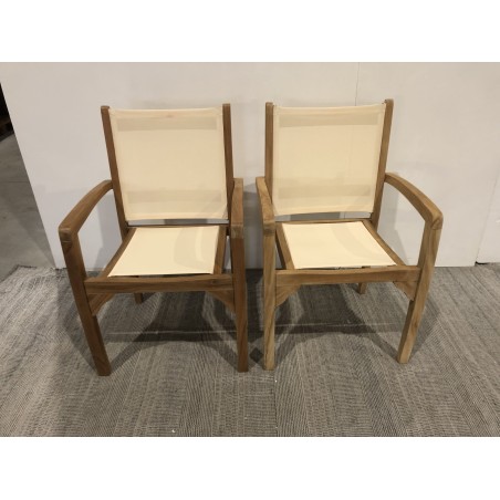 Set of 2 Teak Garden Armchairs - Premium Solid Teak Furniture