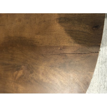 Square mango wood coffee table with ivory-coloured legs | Macabane Furniture