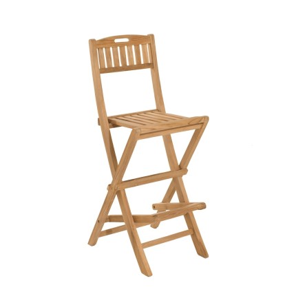 FUN Teak Wood Folding Garden Bar Chair - Premium Solid Teak