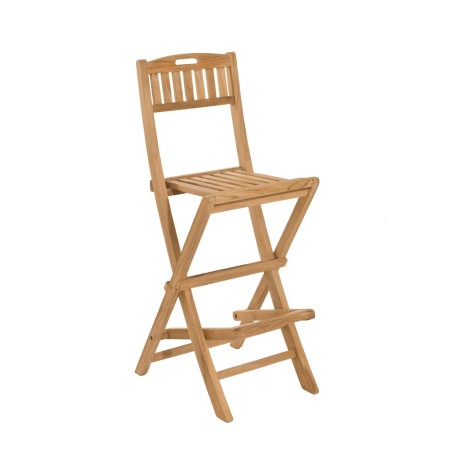 Chaise pliante de bar jardin en bois Teck - Résistant aux intempéries