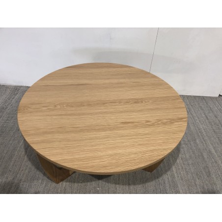 Table basse ronde D80 décor et chêne naturel pied ajouré - Seconde Main