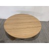 Round coffee table D80 with decorative finish and natural oak openwork base - Second Hand