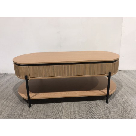 Table basse bois 2 tiroirs style rétro pin | Seconde Main