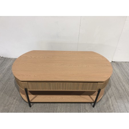 Table basse bois 2 tiroirs style rétro pin | Seconde Main