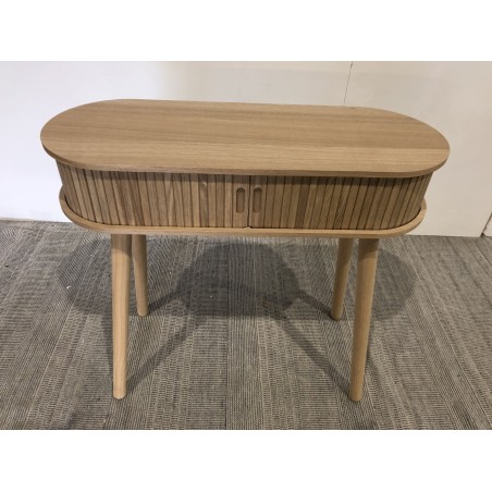 Oval console table 80x30cm in natural-coloured wood | Macabane