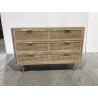 Natural-coloured wooden chest of drawers with 3 cane drawers | Second Hand