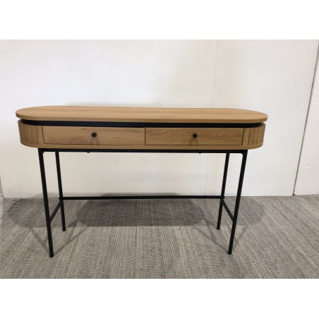 Console arrondie couleur naturelle 2 tiroirs  - Seconde Main