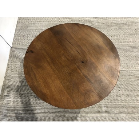 Table basse 60x60 cm en manguier et émail vert | Seconde Main