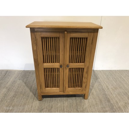 API Brown Cabinet with 2 Louvered Doors in Teak Wood