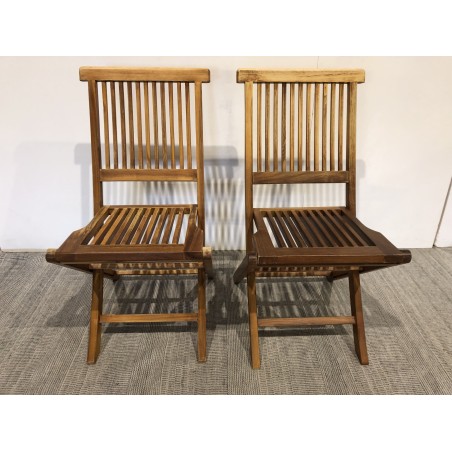 SECONDE MAIN - Lot de 2 chaises en teck huilé