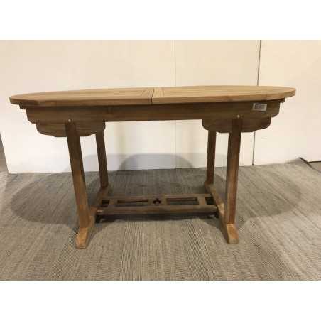 Mesa de jardín ovalada extensible de teca sin tratar - 150/200*90 cm