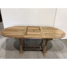 Mesa de jardín ovalada extensible de teca sin tratar - 150/200*90 cm