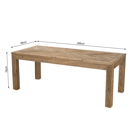 SECONDE MAIN - Table à manger marron 200x90cm Pin recyclé