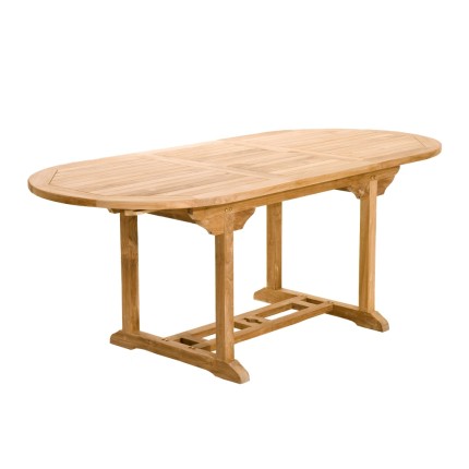 Table de jardin ovale extensible en Teck brut - 150/200*90 cm