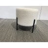SECONDE MAIN - Tabouret rond 40x40cm tissu bouclette blanc pieds métal noir