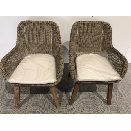 KALLY - Set of 2 Synthetic Rattan Outdoor Armchairs with Cushions