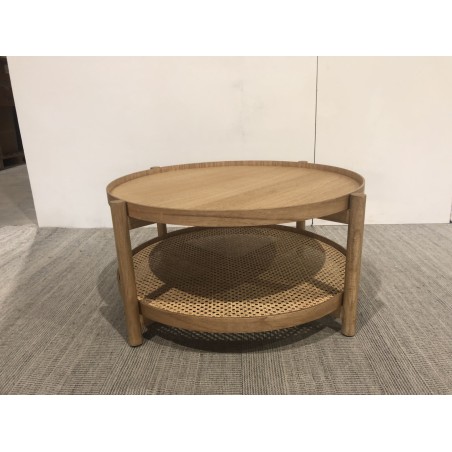 80.5cm wooden coffee table with rattan shelf | Amy Collection