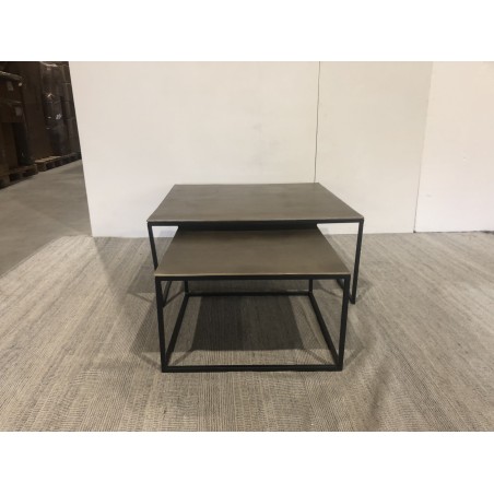 JOHAN - Set of 2 Nesting Tables in Gold Aluminum