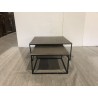 SECONDE MAIN - Set de 2 tables gigognes carrées aluminium doré pieds métal