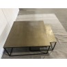 SECONDE MAIN - Set de 2 tables gigognes carrées aluminium doré pieds métal