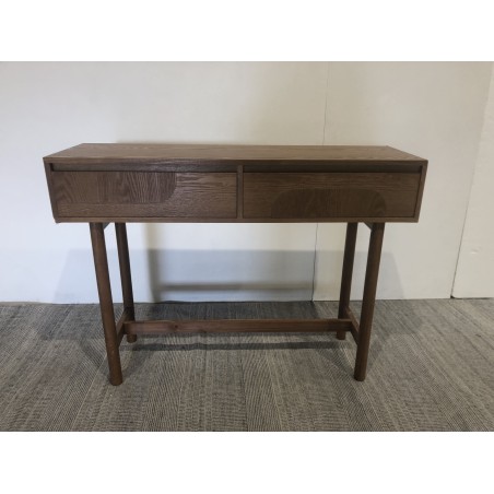 Natural-coloured wooden console table with 2 drawers - Macabane Furniture