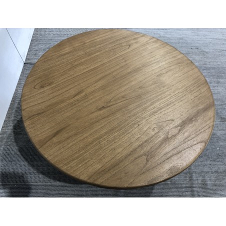 Tavolino rotondo D80 decoro e rovere naturale piede scanalato - SYA
