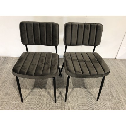 Lot 2 chaises velours gris foncé | SECONDE MAIN