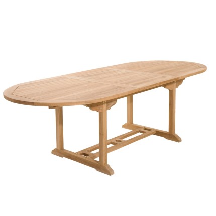 Table de jardin ovale extensible en Teck brut 180/240*100 cm