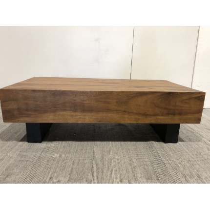 Coffee table with beams, 120x60cm, Suar wood, black legs | Second Hand