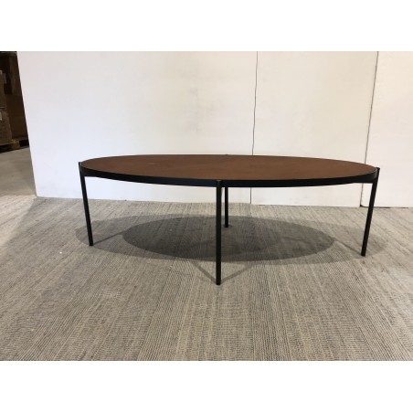 BASILE Oval Coffee Table 131x65cm Rust Color with Stone Effect